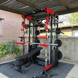Smith Machine 200 | Adjustable Bench | 245lb Cast Iron Olympic Weights | 7ft Olympic Bar | Fitness | Gym Equipment | FREE DELIVERY/INSTALLATION 🚚 🛠️