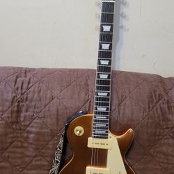 1954 GIBSON LES PAUL STANDARD P-90 COPYCAT ELECTRIC GUITAR DOBLE GOLD COLOR. NO ORIGINAL. 