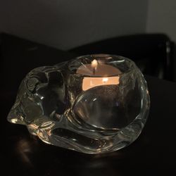Glass Cat Tea Light Holder 