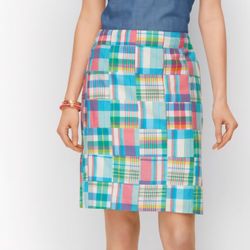 Talbots Patchwork Colorful Plaid Women's Skirt Size 16