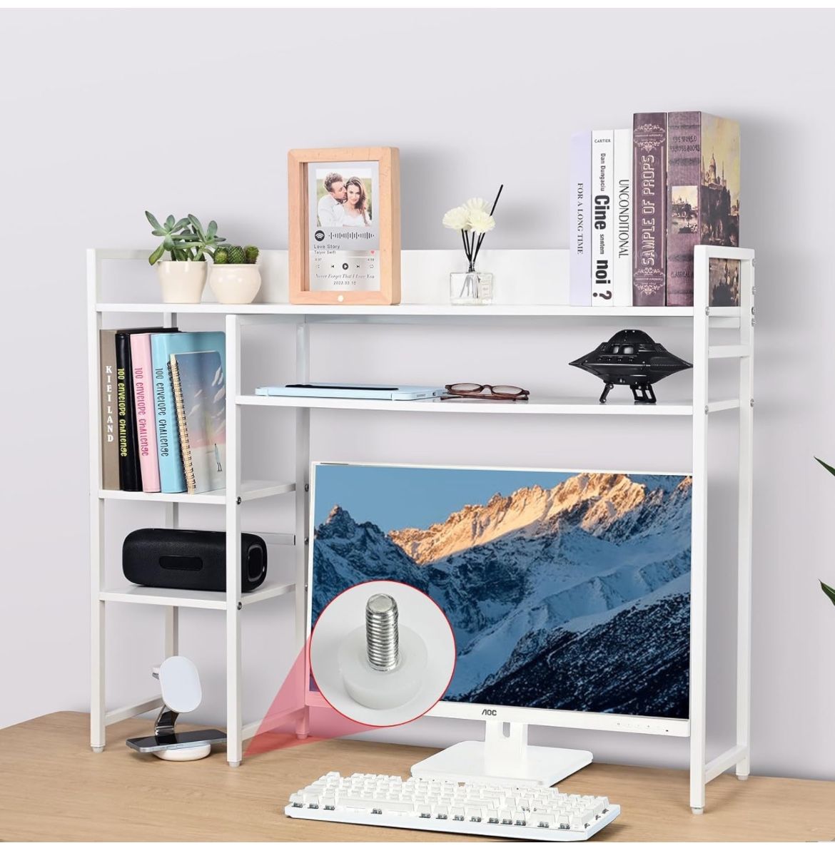 Desk top Hutch Organizer, Shelves White