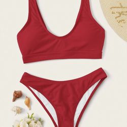 ONE LEFT Beautiful NEW Sexy Red High Waisted Bikini Women’s Fashion Bathing Suit - Size Small