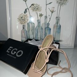 Harmony knotted detail lace up square toe Low Block Heel Never Used Size: 9 Color: Nude