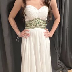 White Gown with Beeds size 2 by Madison James