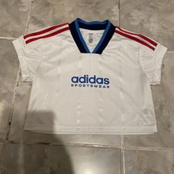Adidas Women’s Cropped Tiro Cut 3 Stripe White Jersey Size Small