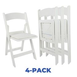 New -Padded Resin Folding Chair, White (Set of 4)
