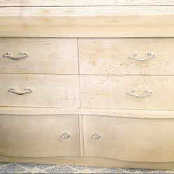 Mid-Century Shabby Chic White and Brown 6 Drawer Wood Dresser - Delivered