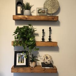 New Solid Wood Floating shelves!! 