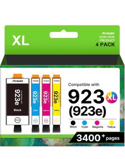 923XL Ink Cartridges for HP 923 Ink Cartridges With Chip 4-Pack 6C3Y6LN High Yield 923e 923 Ink Cartridges for HP Printers 8125e 8135e 8124e 8130e 813