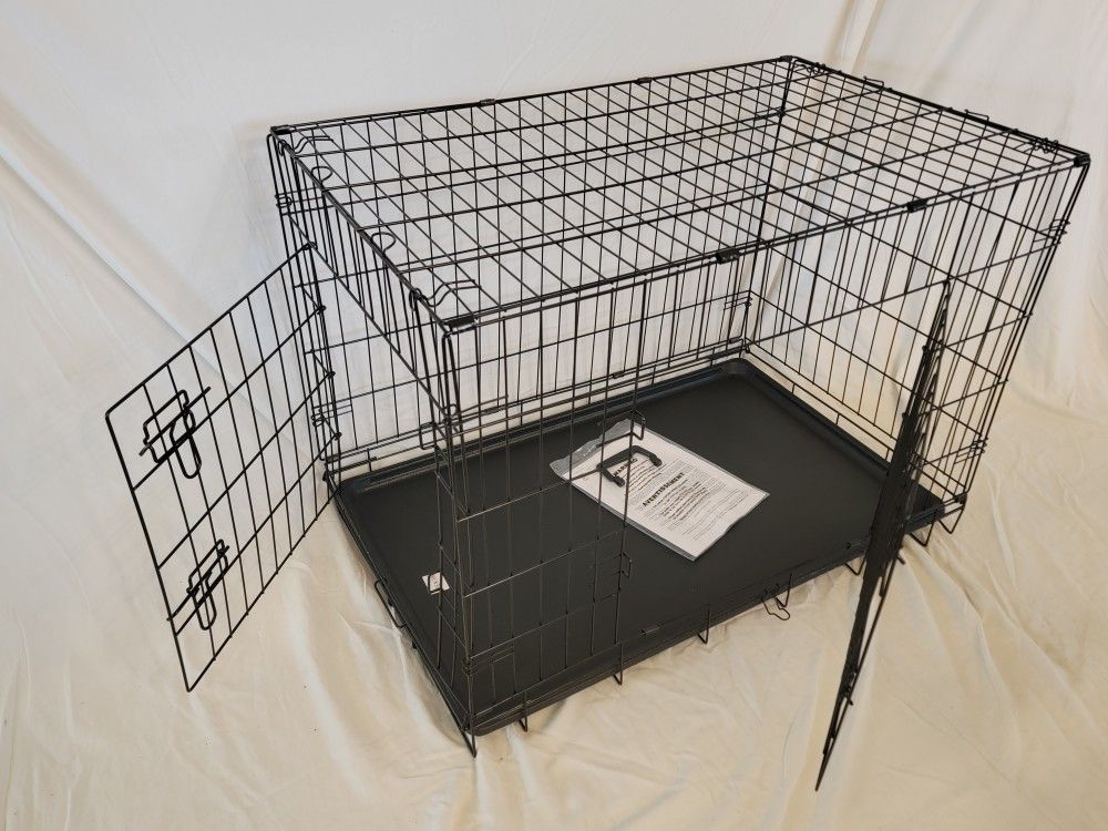 New IN Box! L'xl Dog Crate 2 Doors With Tray Up To 70lbs Folding Puppy Dog Kennel Animal Cage Add A Bed For $15