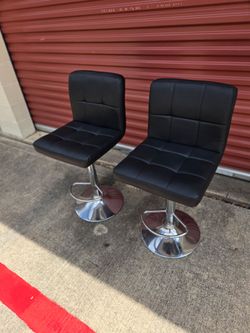Set of 2 Black Adjustable Bar Stools