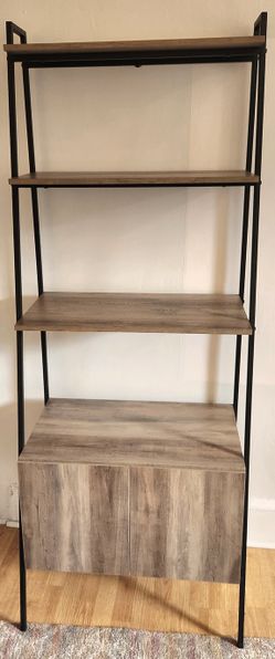 Walker Edison Arlo 72" Industrial Modern Ladder Shelf with Cabinet Bookcase