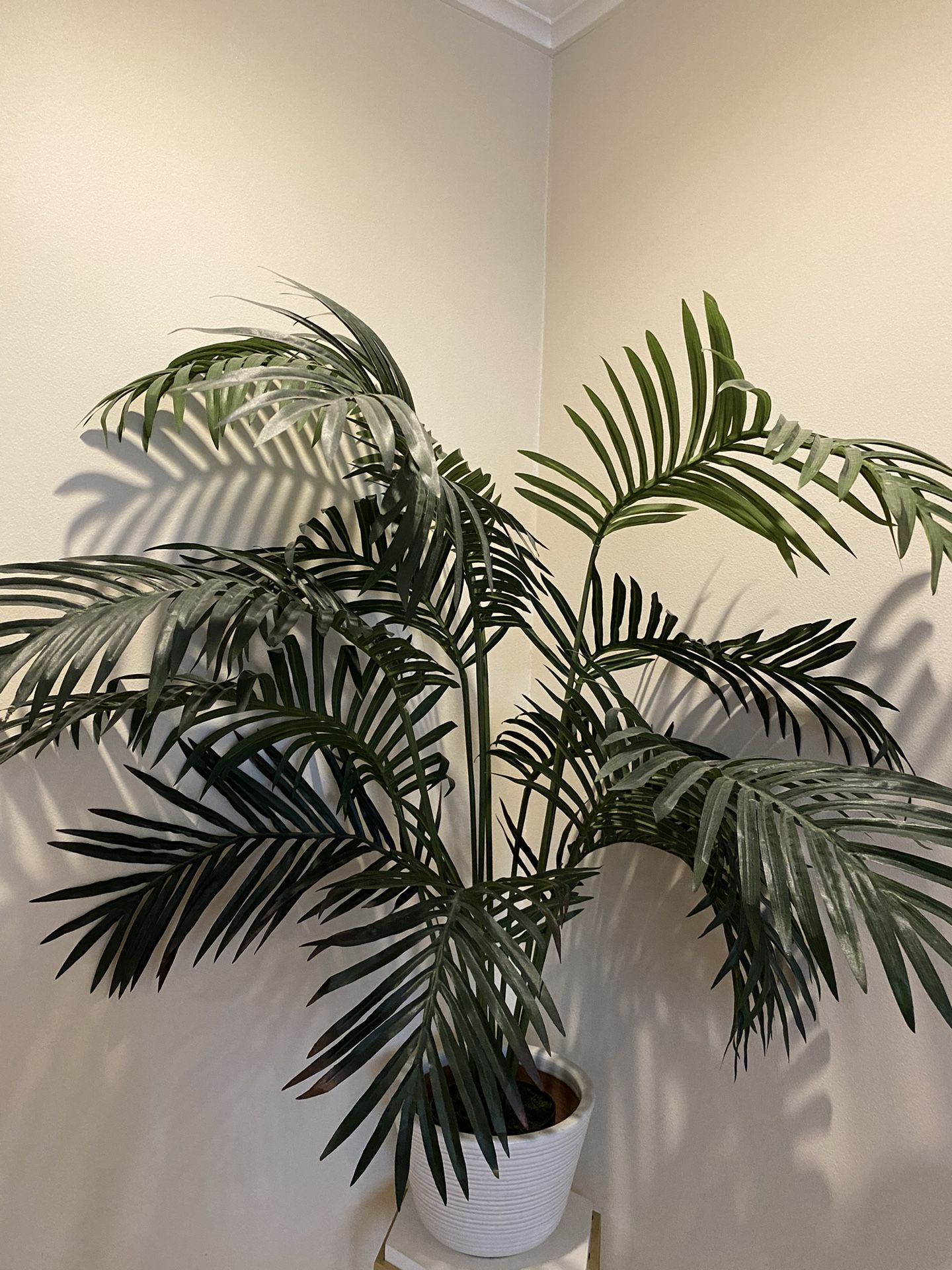 Faux Palm Plant With White Pot