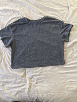 Dark Charcoal Heather Grey Short Sleeve Cropped Crewneck Tee