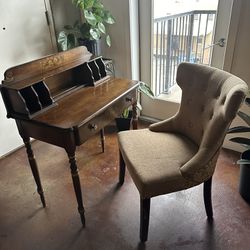 HITCHCOCK DESK & wingback chair 