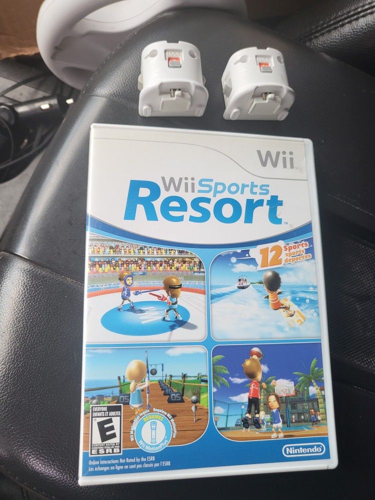 Nintendo Wii Sports Resort Game With 2 Motion Plus Adapters Great Condition