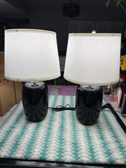 Pair of Black Ceramic Table Lamps