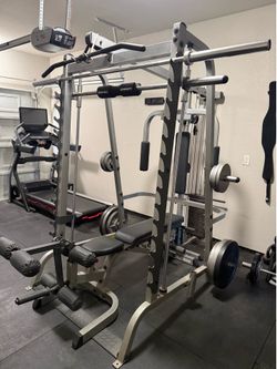 Body solid smith machine bench and weights included