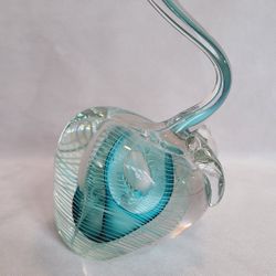 Hal David Berger Beautiful Art Glass Apple Spiral Large Paperweight Signed Blue