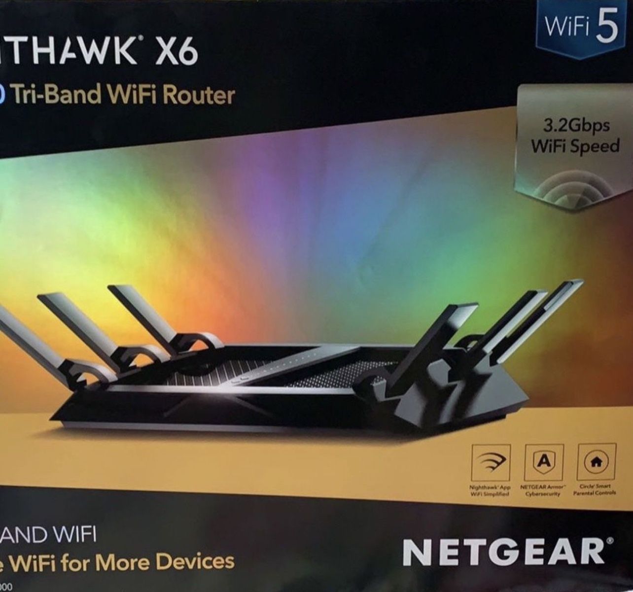 NETGEAR Nighthawk Fastest Smart Wi-Fi Router Tri-band Wireless Speed 3500 Sq Ft Coverage
