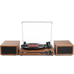 Udreamer Vinyl Record Player W/Speakers Bluetooth Portable Turntable W/3 Speed 
