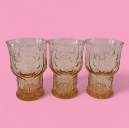Vintage 70s Libbey Juice Glasses Pink Set of 3