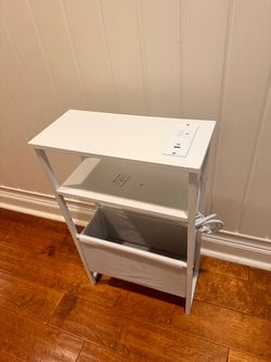 Narrow Side Table with Charging Station Slim End Table Sofa