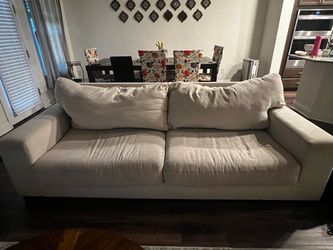 Cream Fabric Three seater Cushion Sofa