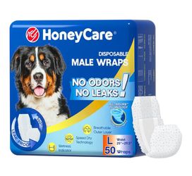 HONEY CARE All-Absorb A24 Male Dog Wraps, 50 Count, Large