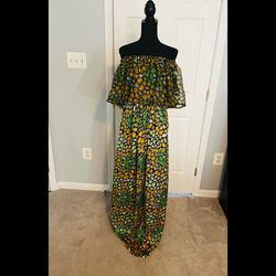 New Green, Yellow, Black And White Summery Dress