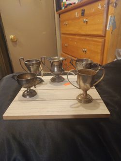 Silver Plated Child Trophy Antique Set