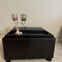 Leather Storage Ottoman
