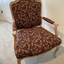 French Country Upholstered Accent Armchair 