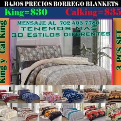 Borrego Blankets 3pcs Set King $30  y Calking Size, $35