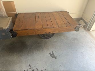 Vintage Industrial Factory Cart Coffee Table - Antique