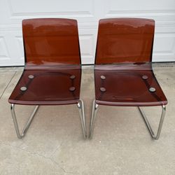 IKEA TOBIAS Acrylic/ Chrome Chairs - Set Of 2