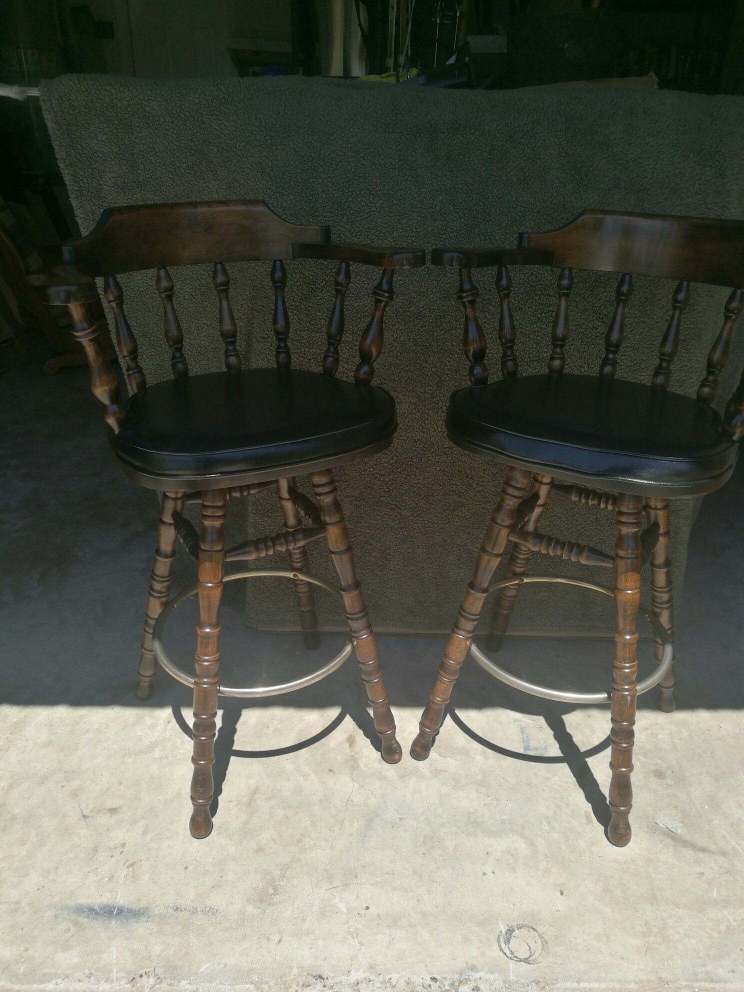 Pair George B. Bent Co. vintage bar stools