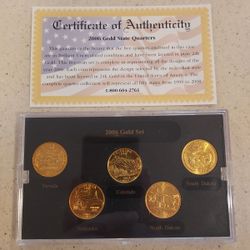 5 2006 Gold State Quarters With COA 