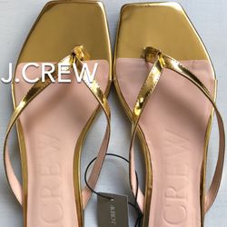 🌞😎(NEW) WOMEN’S J.CREW CAPRI THONG SANDALS IN METALLIC LEATHER - SIZE: 8 (MSRP: $98)😎🌞