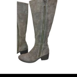 Born Poly Suede Zip Detail Distressed Riding Boots Size 6M