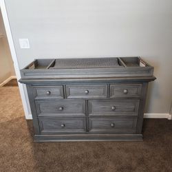 OxfordBaby Changing Table Dresser With Topper Dusk Gray
