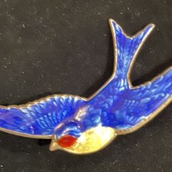 TruArt Art Deco Vintage Sterling Silver Bluebird Pendant