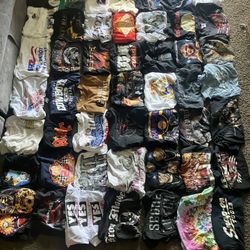 Lot of 58 tshirts modern/vintage shirts / 4 jackets and misc 