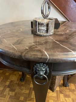 Marble Top Foyer Table  With Lamp 