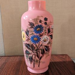 Antique Hand Painted Bristol Glass Vase
