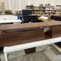 homary TV Stands for Living Room, Walnut Extendable TV Console Table