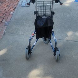 NOVA Traveler 3 Wheel Rollator Walker, All Terrain 8 Wheels, Includes Bag, Basket and Tray - Bl
