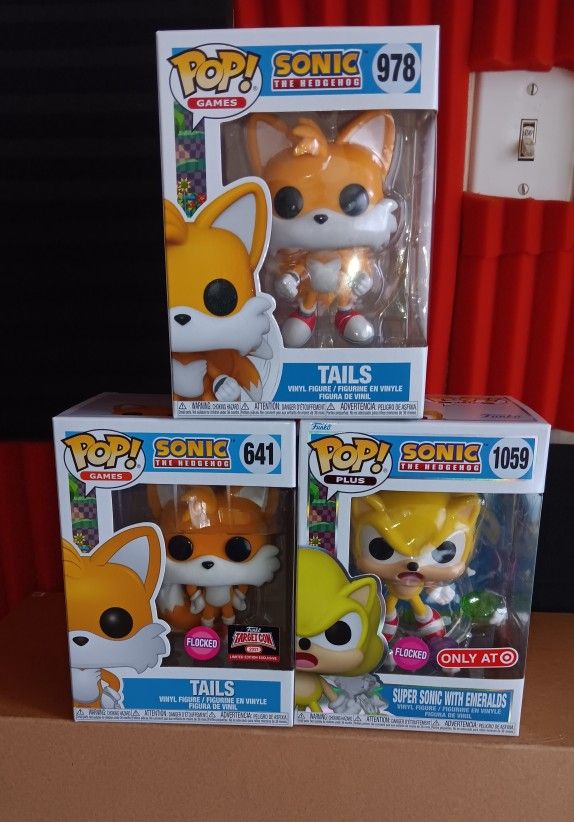 Funko Pop SONIC The Hedhog RARE FLOCKED FUNKO POP Collection BUNDLE
