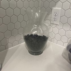 Black Marbles + Glass Vase Decor 