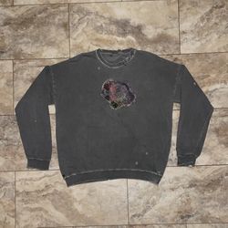1 of 1 SSN Songsamnoung Boro Grey Sweater - Hand Embroidered - Size Large